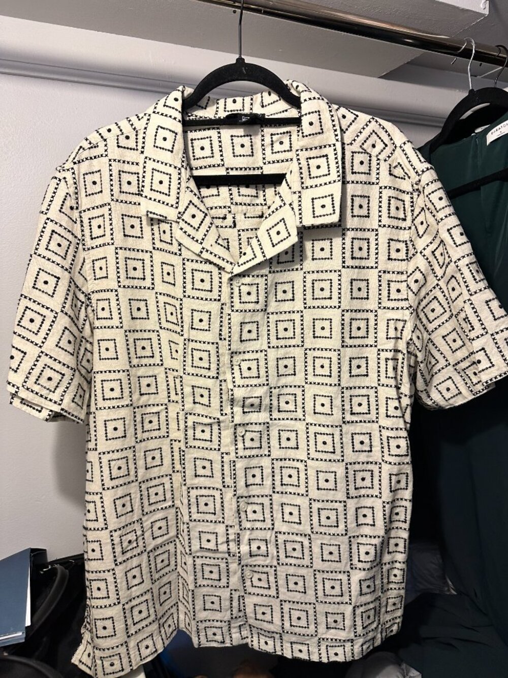 The Republic Men's XL Linen Blend Patterned Button Up